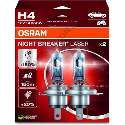 Osram Night Breaker Laser H4 +150% halogén izzó DUO BOX 64193NL-2HB
