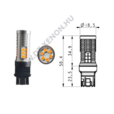 T20 7444 W21W - W21/5W LED 30x3030SMD 12W Epistar sárga Canbus