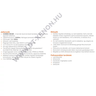 Osram LEDriving Curved Lightbar VX1000-CB SR SM LEDDL135-CB 12/24V 94W kiegészítő íves távolsági LED lámpa Combo Beam 