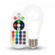 V-TAC E27 RGB+W LED 6W (=40W) infra távirányítóval VT-2022 / SKU-7121