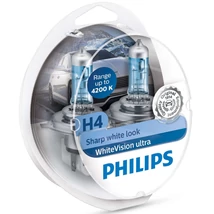 Philips H4 WhiteVision Ultra halogén izzó +60% 12342WVUSM + W5W
