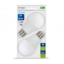 V-TAC E27 LED 9W (=60W) 2700K VT-2139 / SKU-7294 DUO PACK