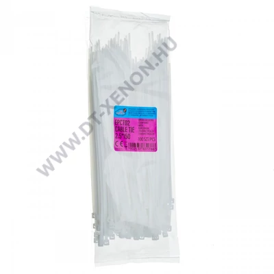 Einparts fehér kábelkötegelő készlet 2,5x150mm, 100db, EPCT02