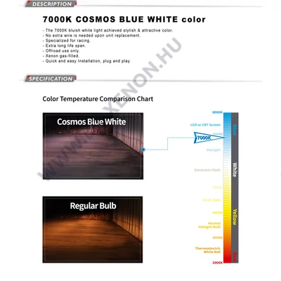 MTEC H4 Cosmos Blue White 7000K xenon hatású izzó