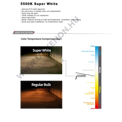 MTEC H10 SuperWhite 42W 5500K xenon hatású izzó