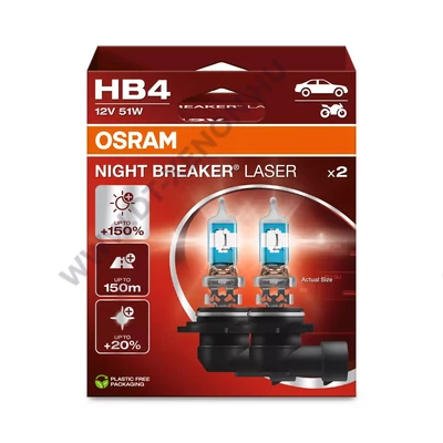 Osram Night Breaker Laser HB4 +150% halogén izzó DUO BOX 9006NL-2HB