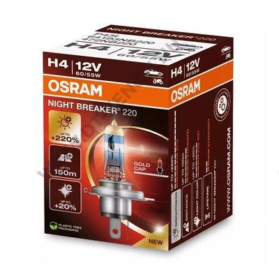 Osram Night Breaker 220 H4 55W +220% halogén izzó 64193NB220