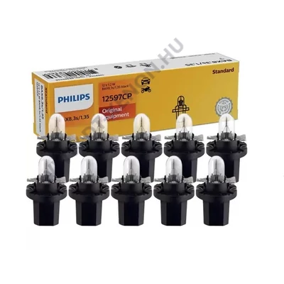 Philips BAX8,3s 1,35W 12V fekete műszerfal izzó 10db-os készlet 12597CP