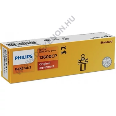 Philips BAX8,5d/2 2W 12V zöld műszerfal izzó 10db-os készlet 12600CP