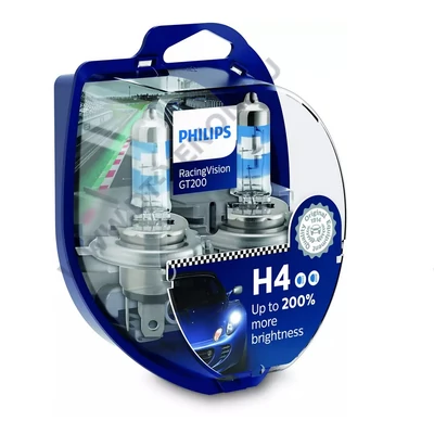 Philips H4 RacingVision GT200 halogén izzó +200% 12342RGTS2