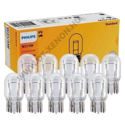 Philips T20 W21/5W 7443 Vision +30% halogén izzó 12066CP 10db-os készlet