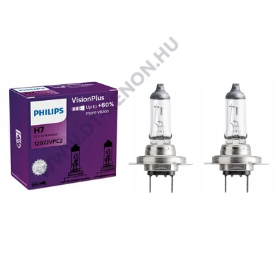 Philips H7 VisionPlus halogén izzó +60% 12972VPC2