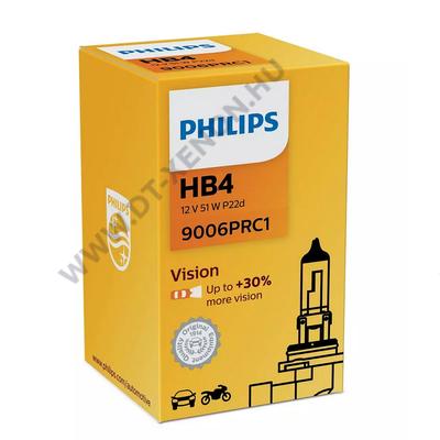Philips HB4 9006 Vision halogén izzó +30% 9006PRC1