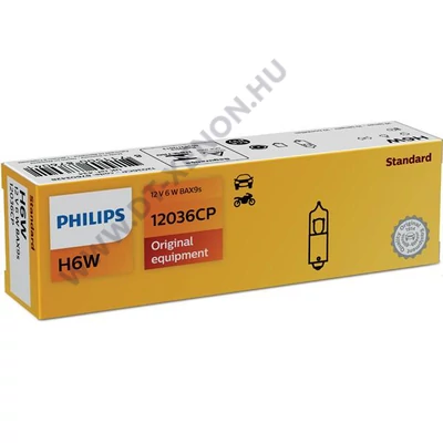 Philips BAX9S H6W Original Vision +30% 10db-os halogén izzó készlet 12036CP