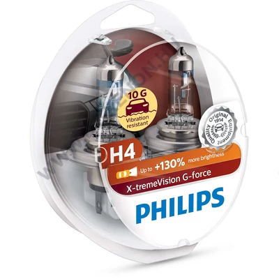 Philips H4 X-tremeVision G-Force halogén izzó +130% 12342XVGS2