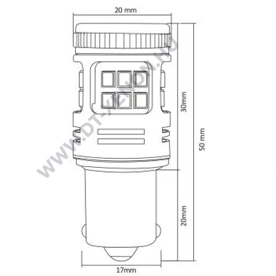 DTX LED BA15S - P21W - R10W - R5W 22x2835SMD piros