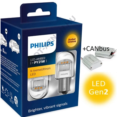 Philips BAU15S PY21W X-tremeUltinon LED gen2 sárga + Smart Canbus 11498XUAXM