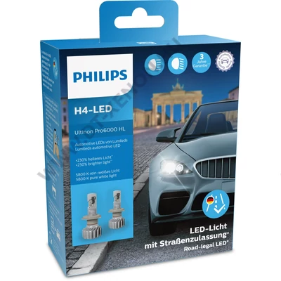 Philips H4 18W Ultinon Pro6000 +230% LED 5800K 11342U6000X2 StVZO engedély