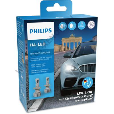Philips H4 18W Ultinon Pro6000 +230% LED 5800K 11342U6000X2 StVZO engedély