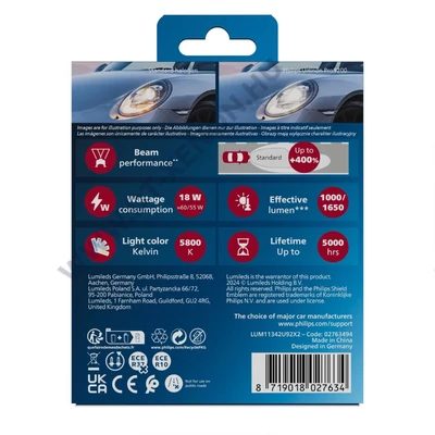 Philips H4 18W +400% Ultinon Pro9200 LED 5800K 12V - 24V gen5 11342U92X2