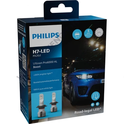 Philips H7 15W Ultinon Pro6000 Boost +300% LED 5800K 11972U60BX2 StVZO engedély