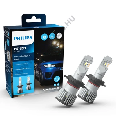 Philips H7 15W Ultinon Pro6000 Boost +300% LED 5800K 11972U60BX2 StVZO engedély