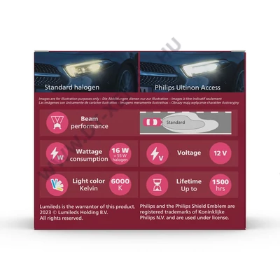 Philips H7 H18 16W +80% Ultinon Access 2500 LED 6000K 12V 11972U2500CX