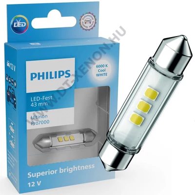 Philips C10W 43mm Ultinon PRO7000 szofita LED 6000K jégfehér 11866CU70X1