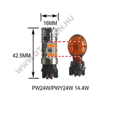 PW24W PWY24W 16x3030SMD LED Epistar sárga