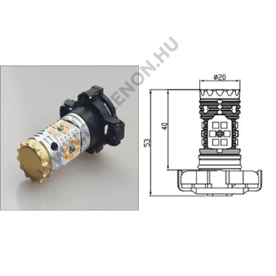 PY24W LED 24x3030SMD Epistar (sárga) Can-Bus index