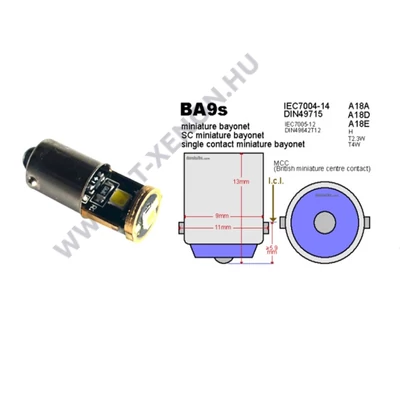 BA9S T4W 3x3030SMD LED Epistar Canbus 6000K fehér