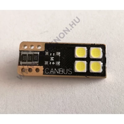 T10 W5W 4x3030SMD 6000K fehér 1oldalas LED Canbus 12-24V