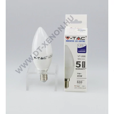 V-TAC E14 gyertya LED 7W (=45W) 3000K VT-268 / SKU-111