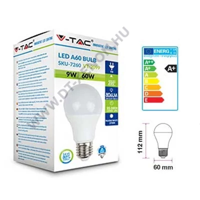 V-TAC E27 LED 9W (=60W) 2700K VT-2099/ SKU-7260