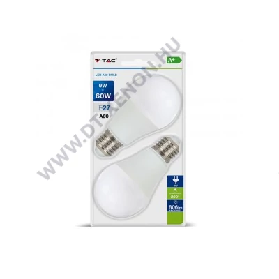 V-TAC E27 LED 9W (=60W) 2700K VT-2139 / SKU-7294 DUO PACK
