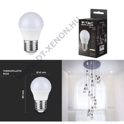 V-TAC E27 kisgömb LED 3,7W (=25W) 4000K VT-1830 / SKU-214162